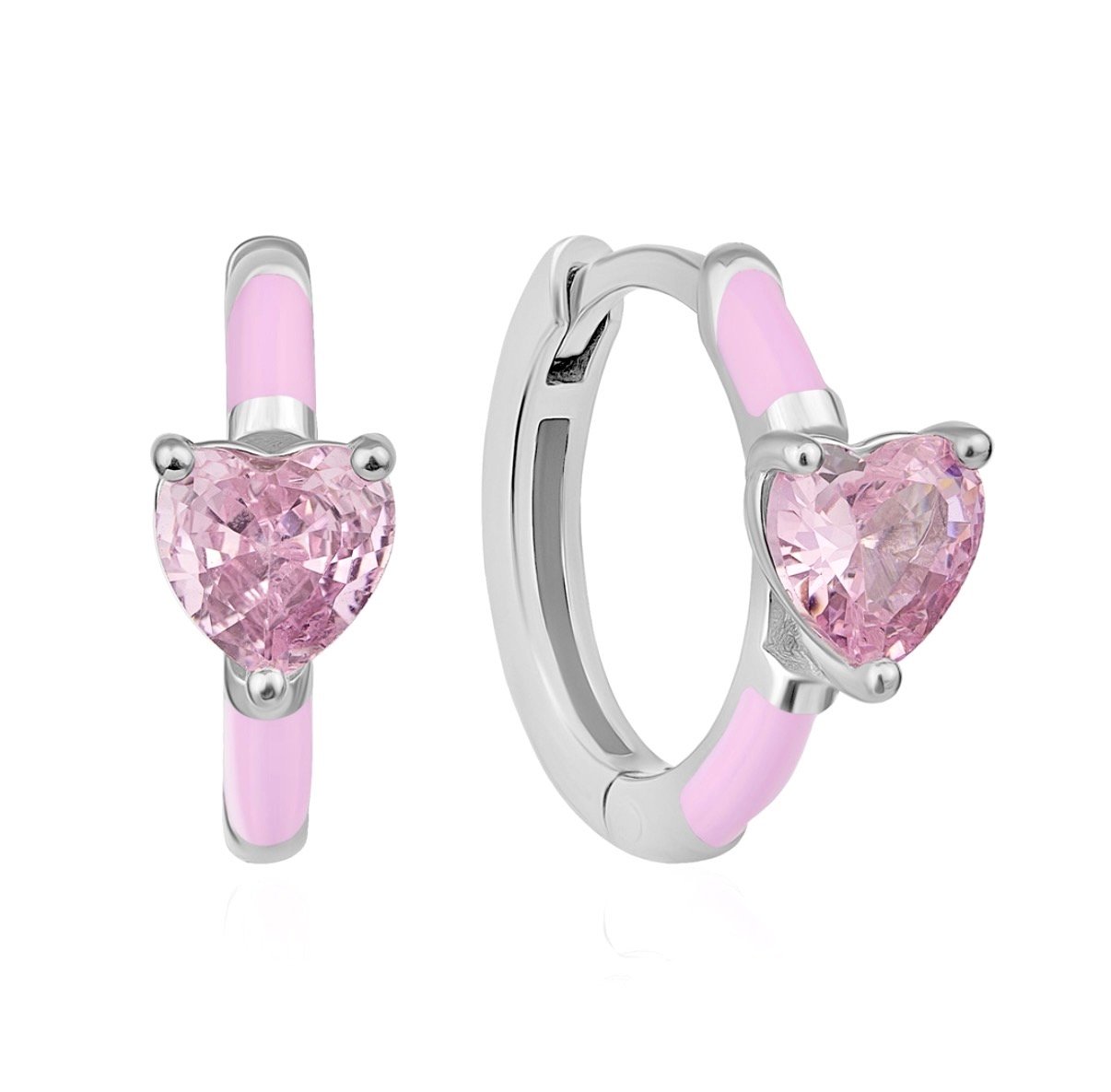 Сережки “Pink hearts” з рожевою емаллю – обкладинка - купуйте на Chuttyevo!