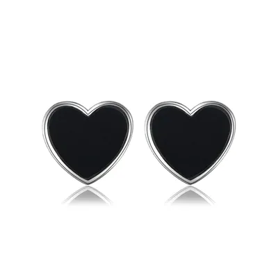 Сережки з емаллю "Black heart" – обкладинка - купуйте на Chuttyevo!
